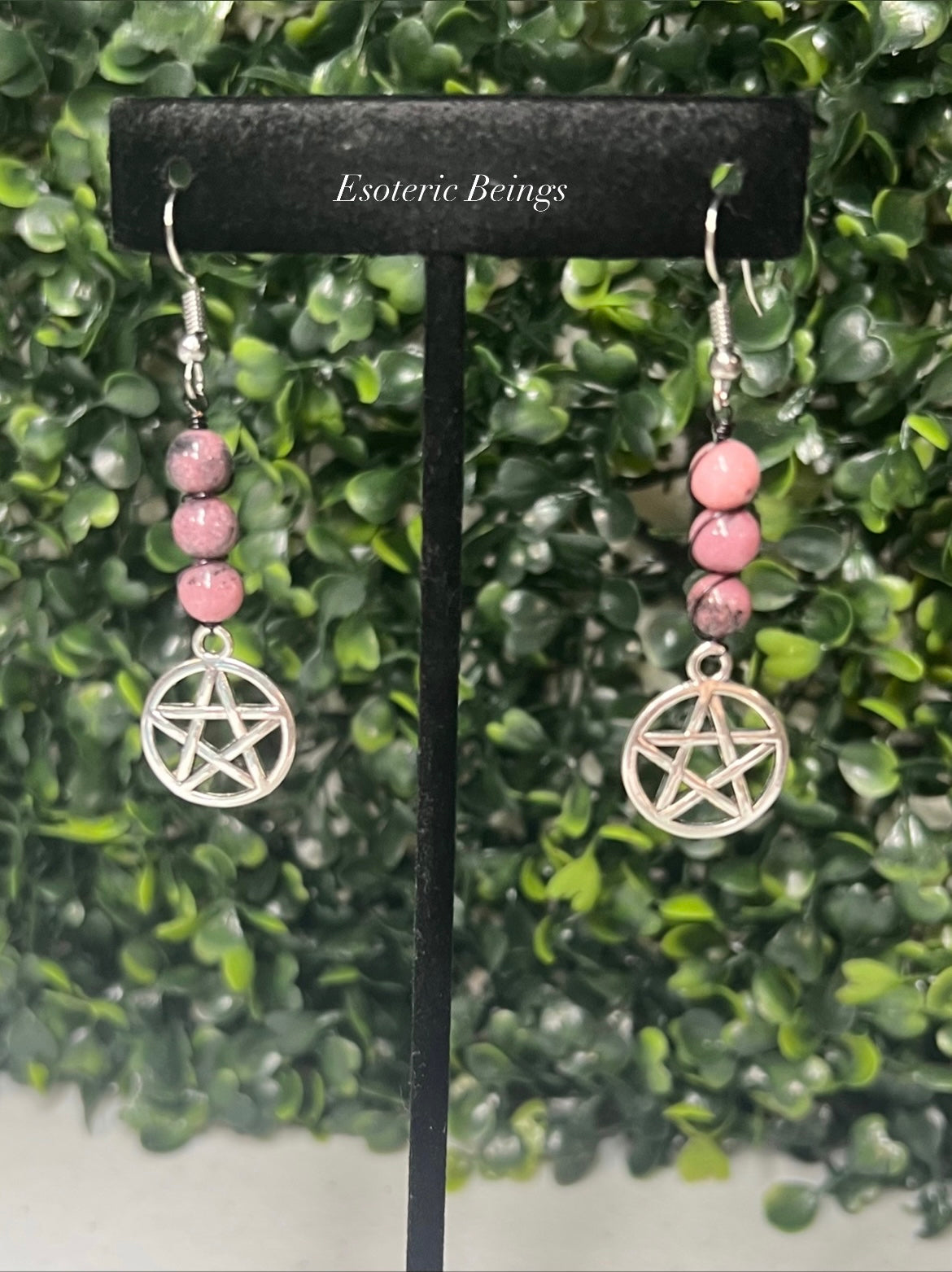 Rhodonite Pentacle Earrings