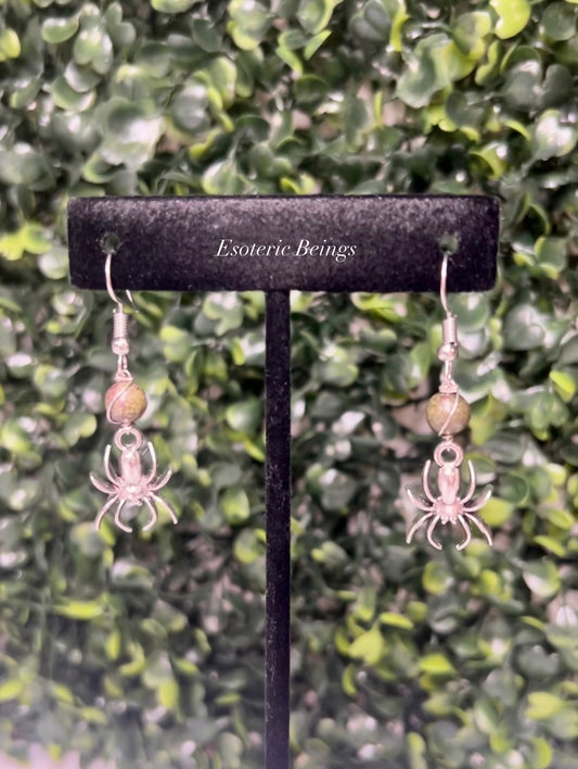 Bloodstone Spider Earrings