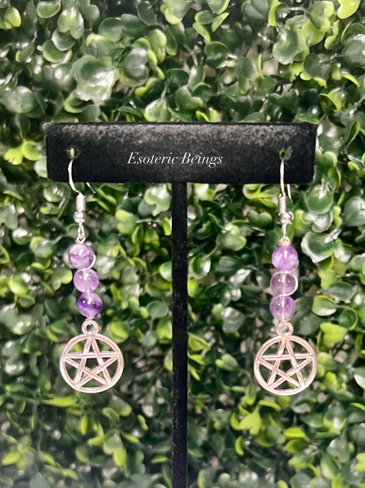 Amethyst Pentacle Earrings