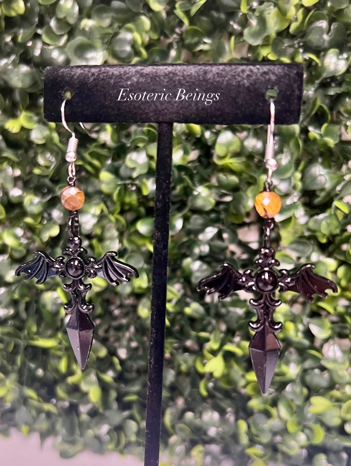 Tigers Eye Dagger Earrings