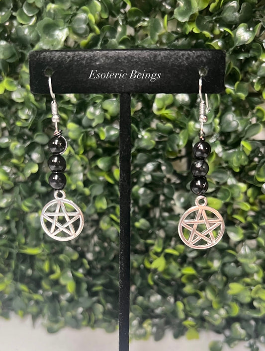 Obsidian Pentacle Earrings