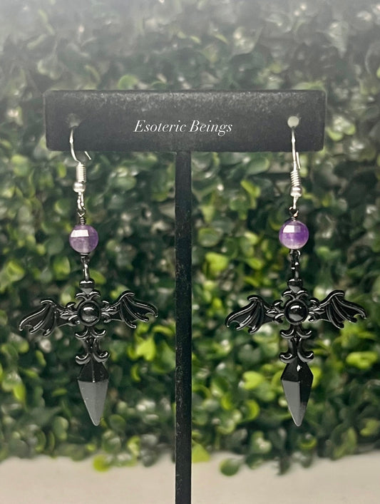 Amethyst Dagger Earrings