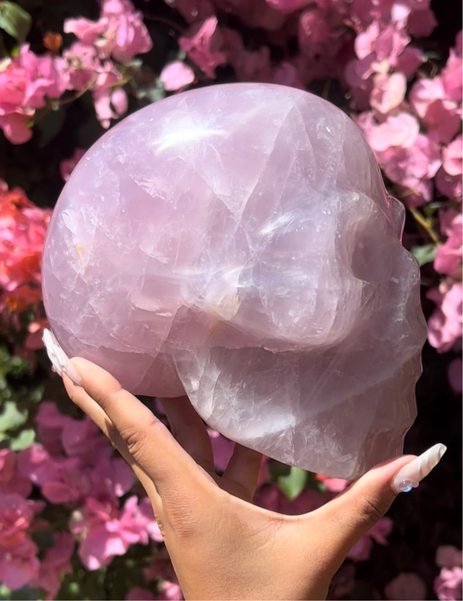 Lavender Rose Quartz Skull