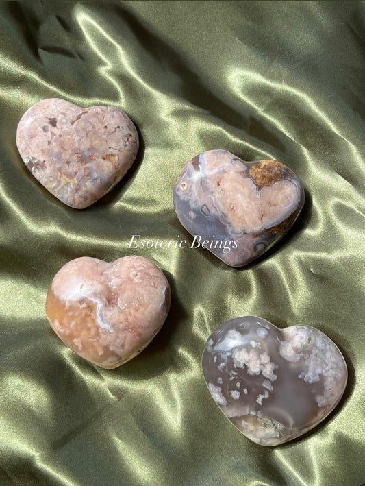 Flower Agate Heart Carving