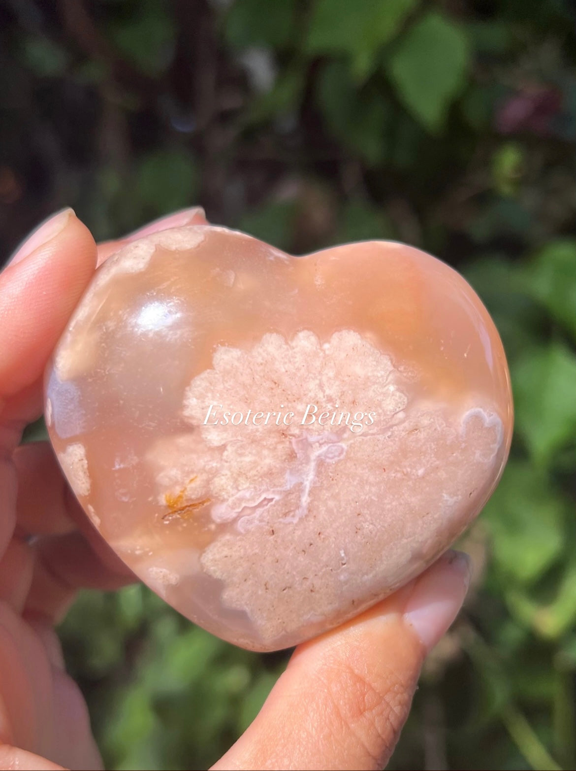 Flower Agate Heart Carving