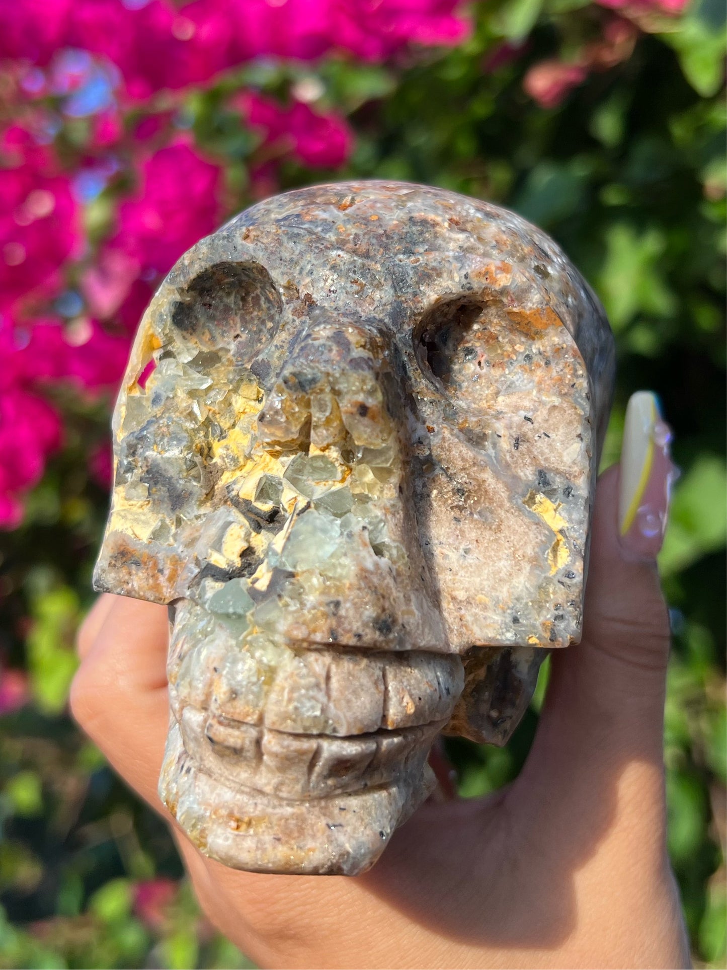 Druzy Green Amethyst Skull