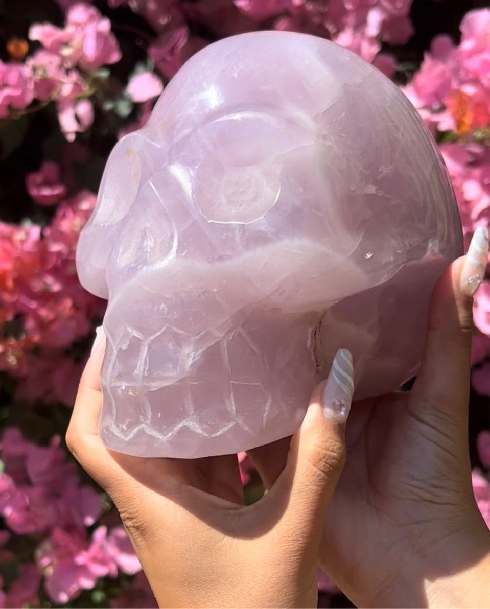 Lavender Rose Quartz Skull