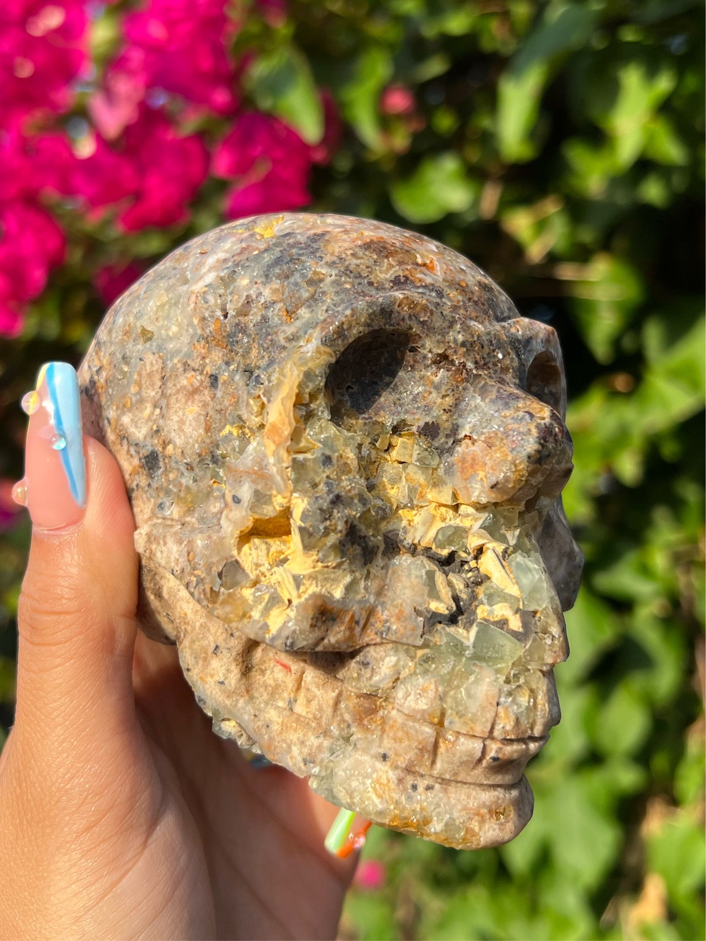 Druzy Green Amethyst Skull