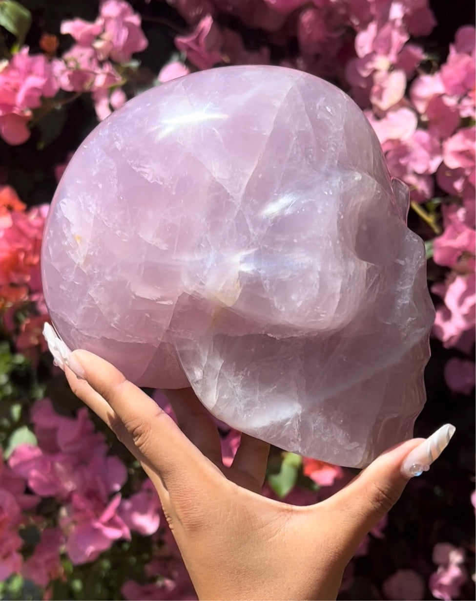 Lavender Rose Quartz Skull