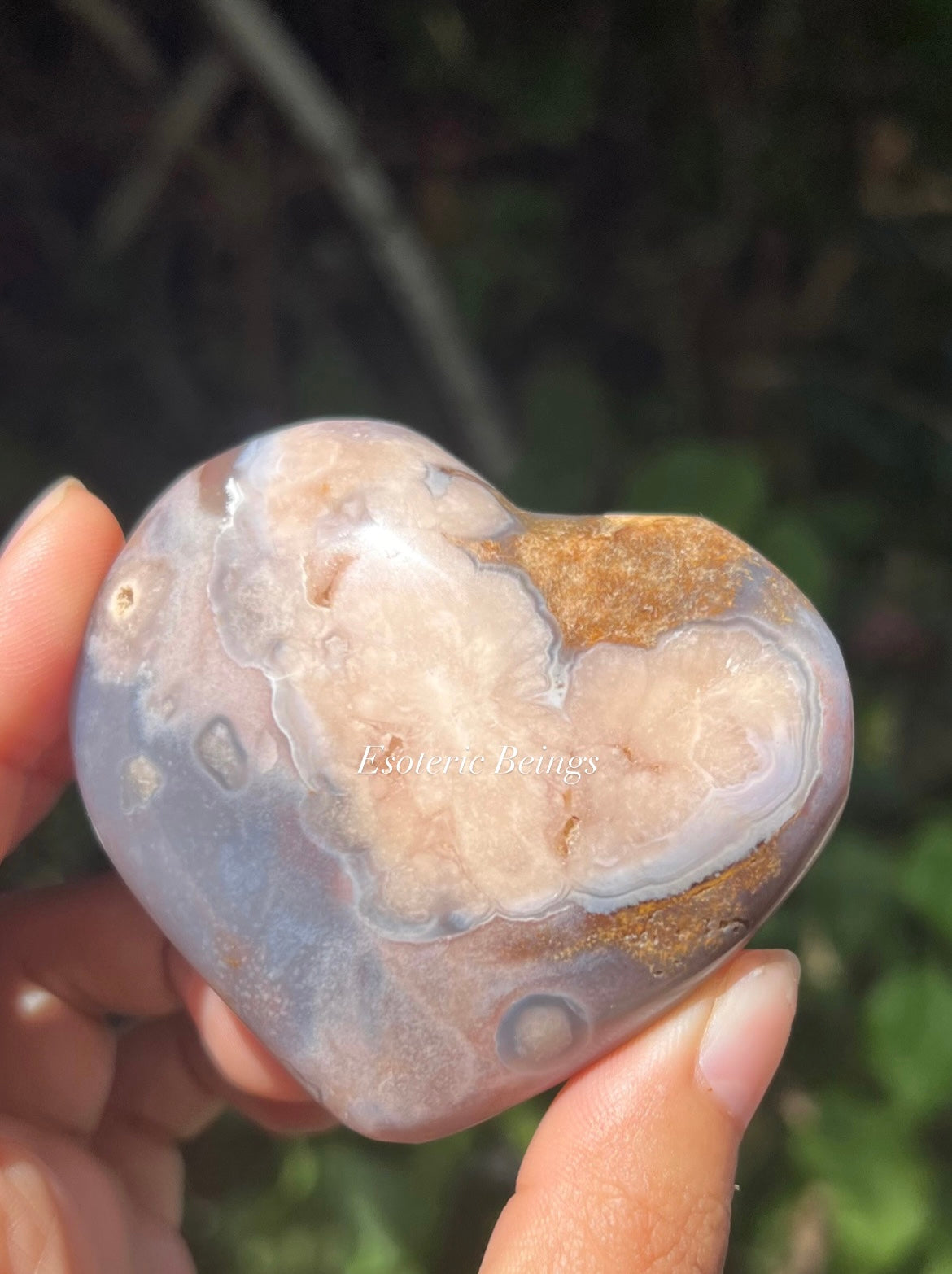 Flower Agate Heart Carving