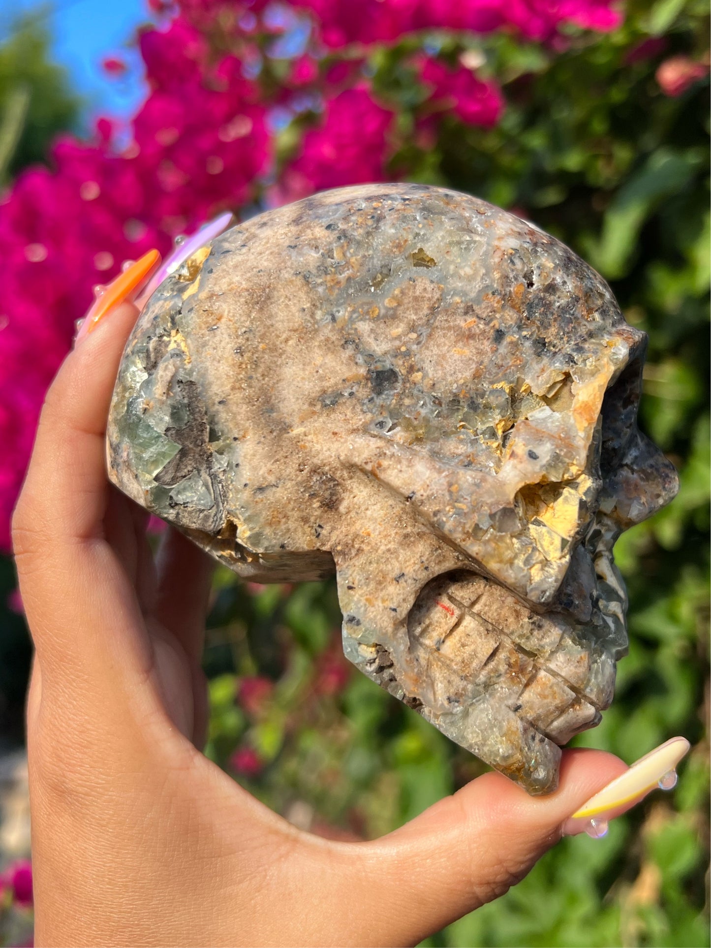 Druzy Green Amethyst Skull