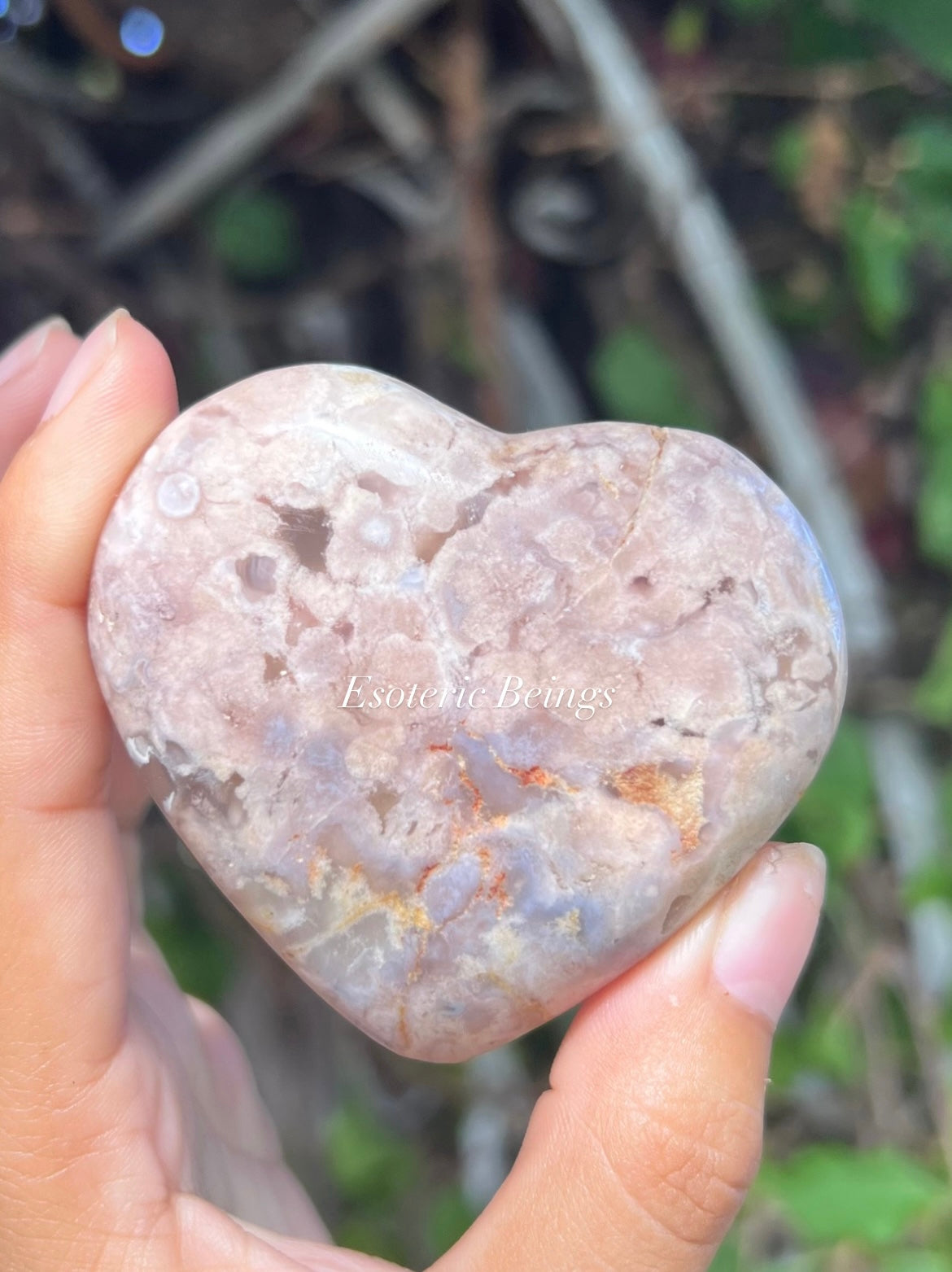 Flower Agate Heart Carving