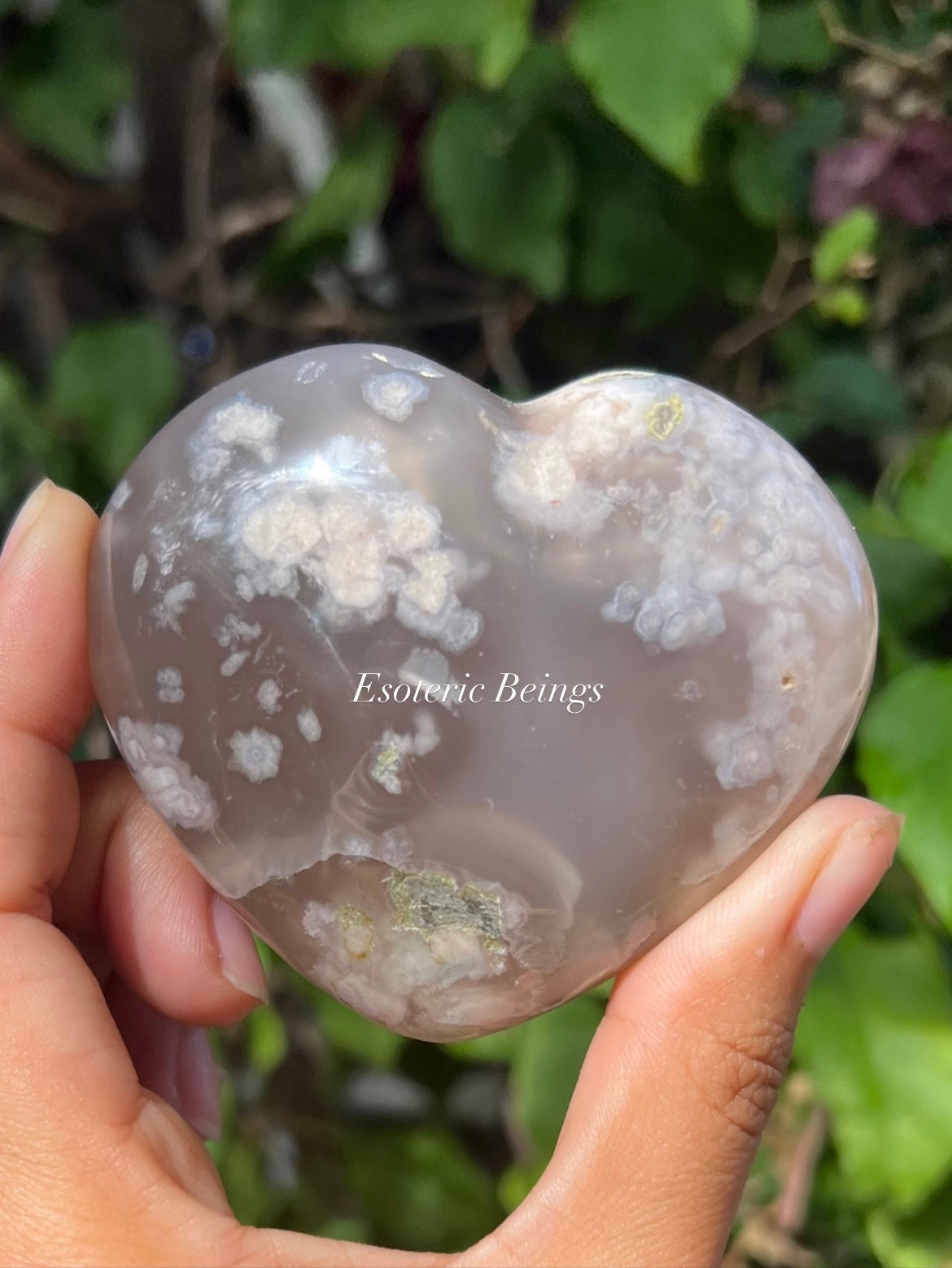 Flower Agate Heart Carving