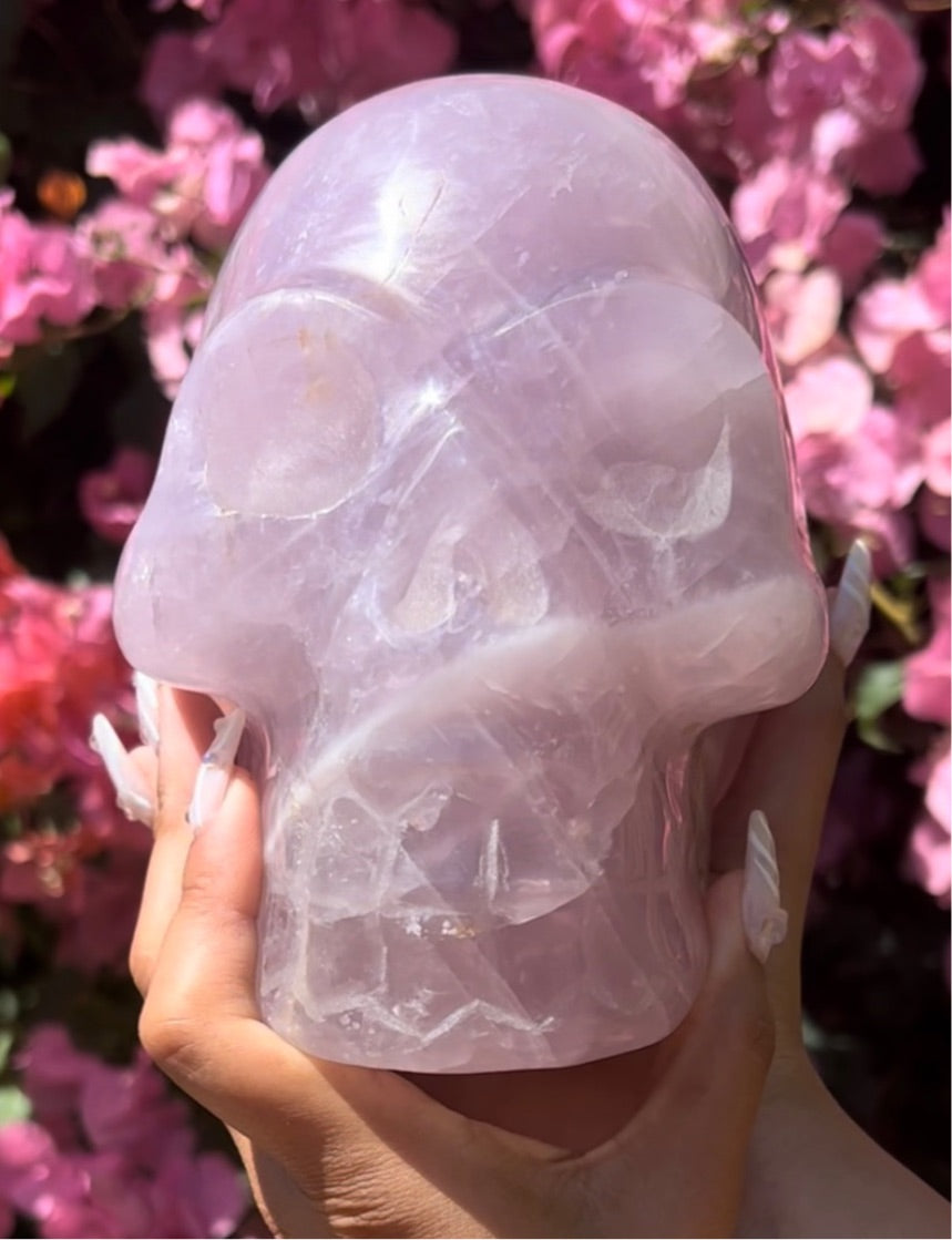 Lavender Rose Quartz Skull