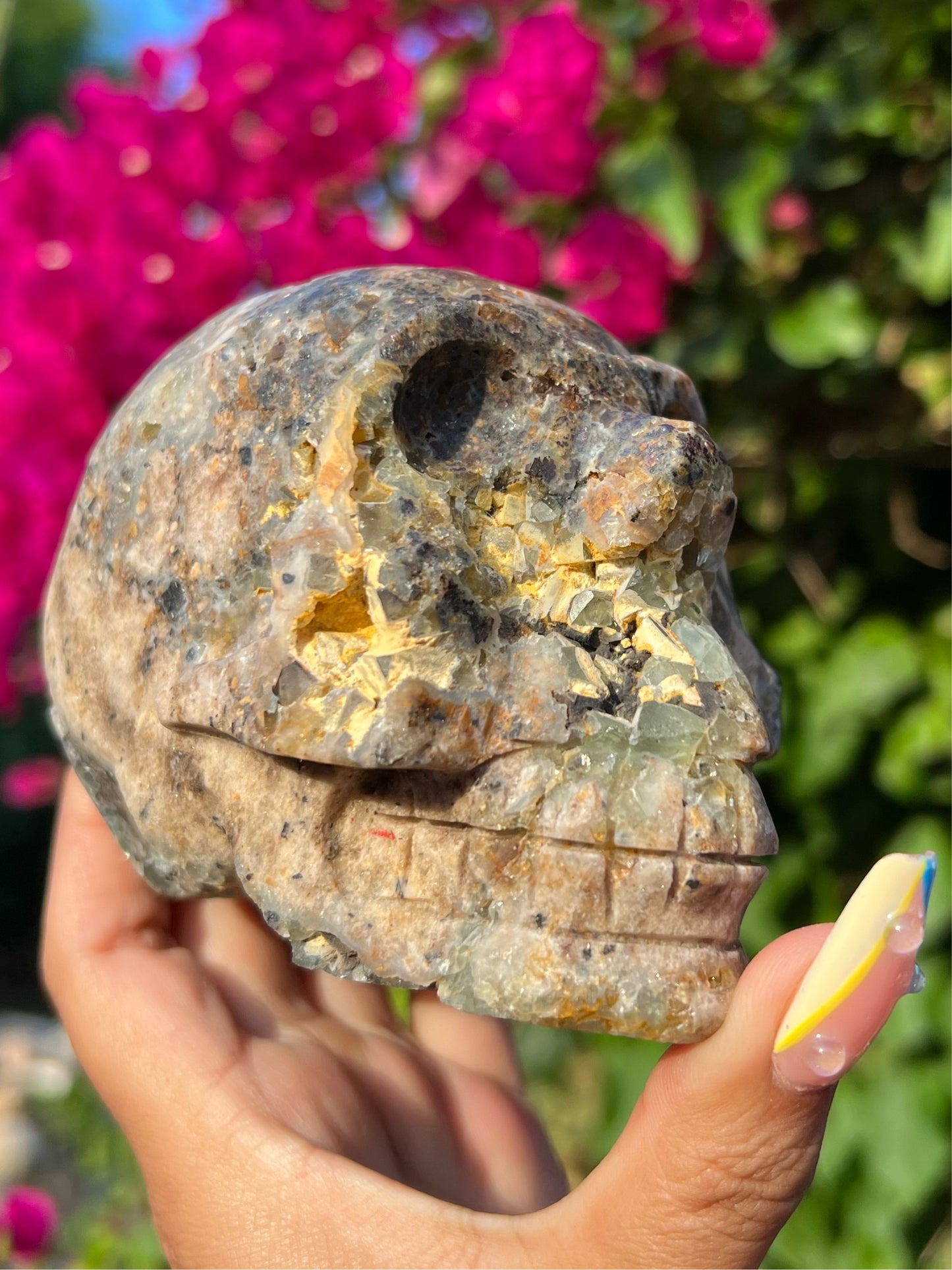 Druzy Green Amethyst Skull