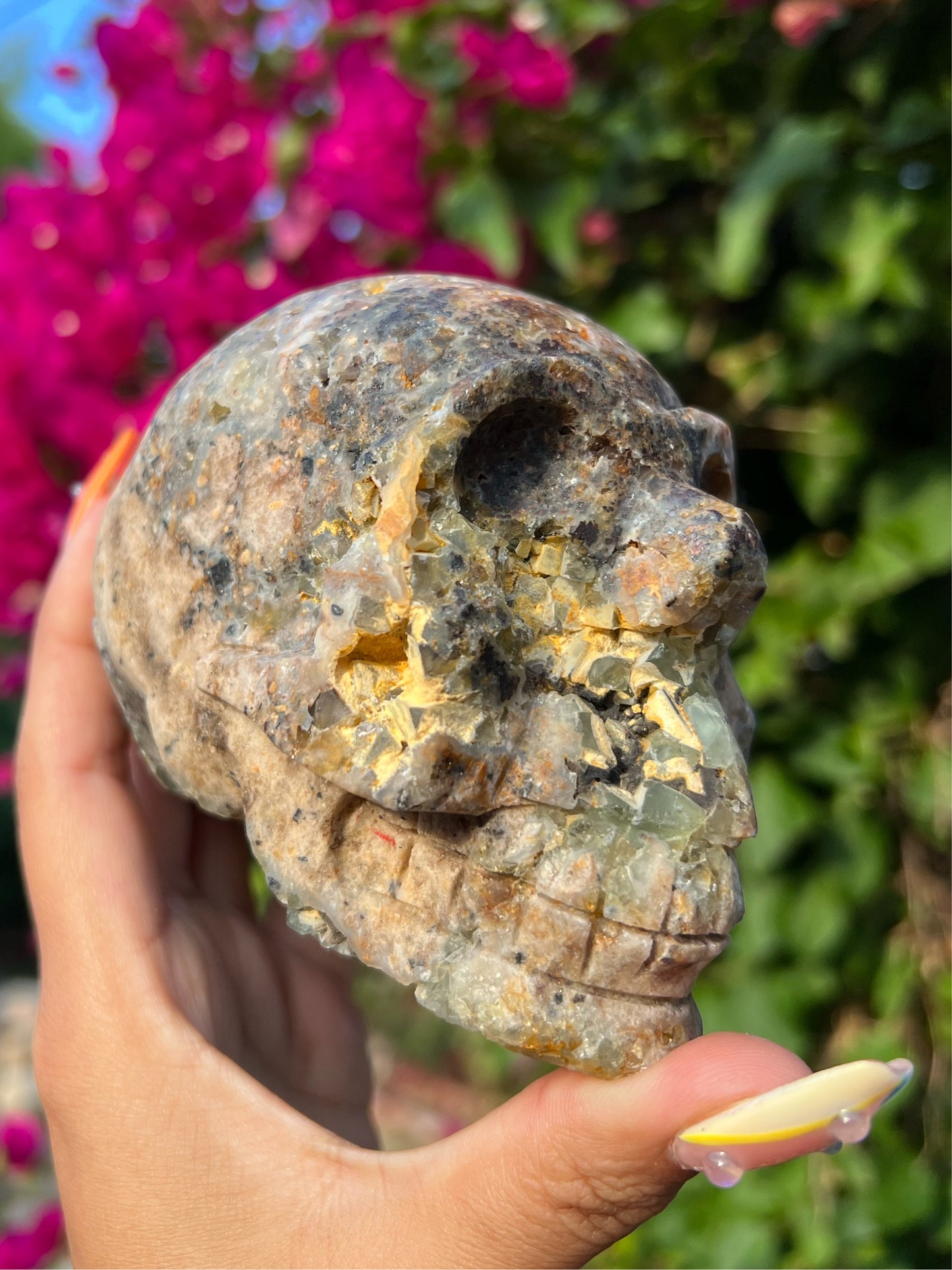 Druzy Green Amethyst Skull