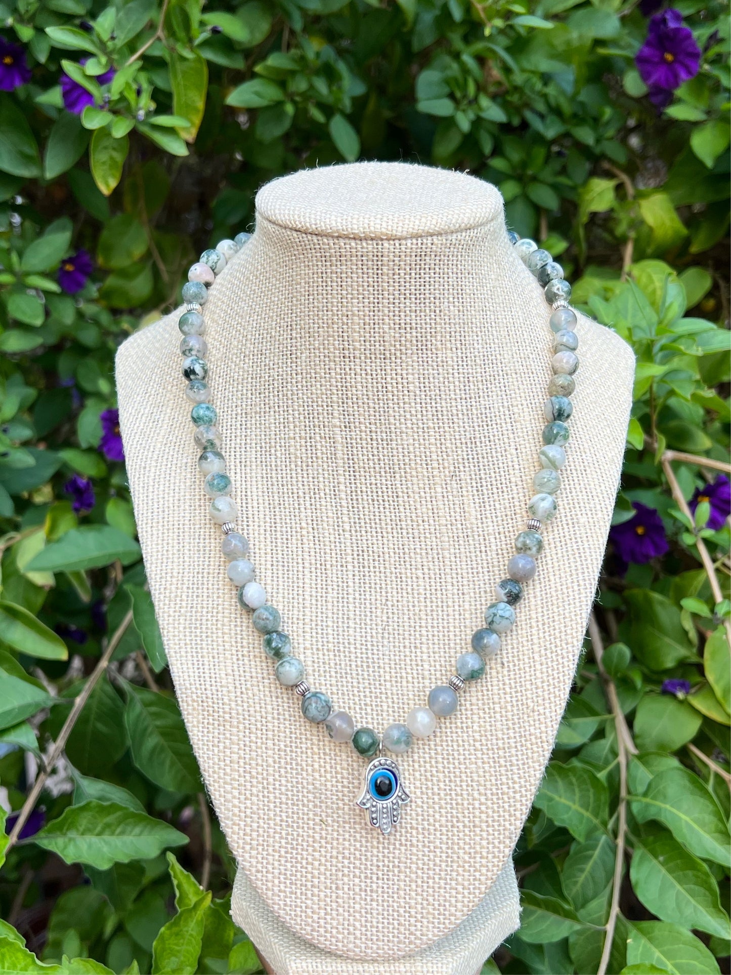 Evil Eye Meraki Dendritic Agate Necklace