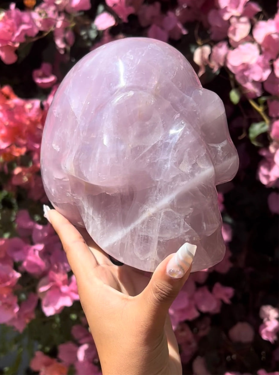 Lavender Rose Quartz Skull